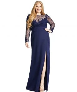 Mac Duggal Shop For Midnight Sweetheart Lace Gown (Plus)