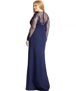 Mac Duggal Shop For Midnight Sweetheart Lace Gown (Plus)