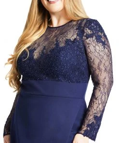 Mac Duggal Shop For Midnight Sweetheart Lace Gown (Plus)