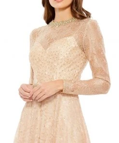 Mac Duggal Long Sleeve Floral Lace Gown Shop For