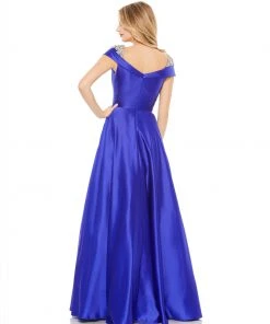Mac Duggal Embellished Cap Sleeve V Neck A Line Gown Shop For