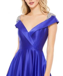 Mac Duggal Embellished Cap Sleeve V Neck A Line Gown Shop For