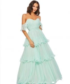 Mac Duggal Tiered Chiffon Ball Gown Shop For