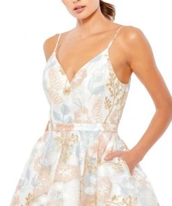 Ieena For Mac Duggal Pastel Embroidered A-Line Cocktail Dress Short Dresses 5 Ieena For Mac Duggal Pastel Embroidered A-Line Cocktail Dress Short Dresses