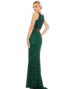 Mac Duggal Scalloped Neckline Sequined Evening Gown Shop For