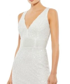 Mac Duggal Scalloped Neckline Sequined Evening Gown Shop For