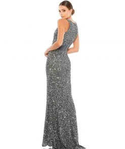 Mac Duggal Scalloped Neckline Sequined Evening Gown Shop For