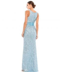 Mac Duggal Scalloped Neckline Sequined Evening Gown Shop For