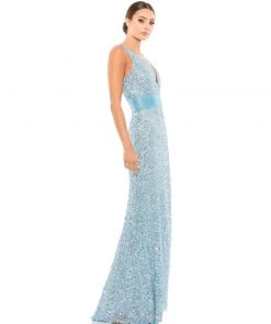 Mac Duggal Scalloped Neckline Sequined Evening Gown Shop For