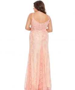 Mac Duggal Lace Sleeveless Illusion Corset Trumpet Gown