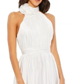 Mac Duggal Rosette Halter Chiffon Evening Gown Shop For