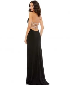 Ieena For Mac Duggal Shop For Cowl Neck Halter Strap Low Back Gown