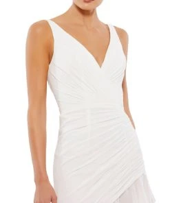 Ieena For Mac Duggal Asymmetrical Ruffled V-Neck Chiffon Dress Shop For