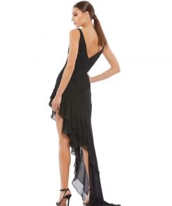 Ieena For Mac Duggal Asymmetrical Ruffled V-Neck Chiffon Dress Shop For