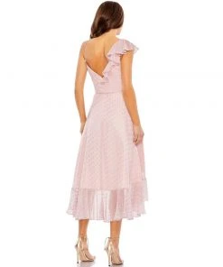 Ieena For Mac Duggal Ruffled Faux Wrap Midi Dress