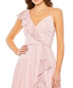 Ieena For Mac Duggal Ruffled Faux Wrap Midi Dress