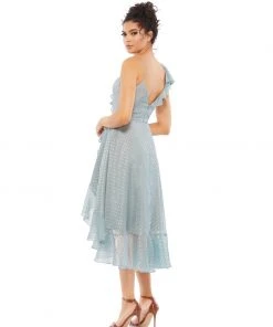 Ieena For Mac Duggal Ruffled Faux Wrap Midi Dress