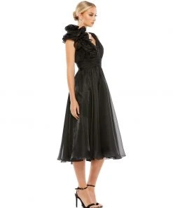 Mac Duggal Shop For Plunging Ruffled A-Line Cocktail Dress