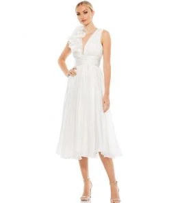 Mac Duggal Shop For Plunging Ruffled A-Line Cocktail Dress