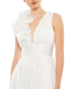 Mac Duggal Shop For Plunging Ruffled A-Line Cocktail Dress