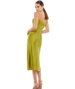 Ieena For Mac Duggal Spaghetti Strap Charmeuse Slip Dress