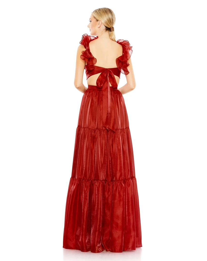 Mac Duggal Shop For Ruffled Shoulder Cut Out Soft Tie Back Tiered Gown 2 Mac Duggal Shop For Ruffled Shoulder Cut Out Soft Tie Back Tiered Gown