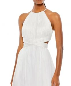 Mac Duggal Pleated Criss Cross Cut-Out Halter Neck Gown Shop For 7 Mac Duggal Pleated Criss Cross Cut-Out Halter Neck Gown Shop For