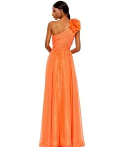 Mac Duggal Polka Dot Ruffled One Shoulder Gown Shop For