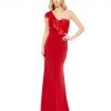 Mac Duggal Wedding Guest One Shoulder Draped Trumpet Gown