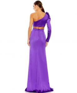 Ieena For Mac Duggal Puff One Sleeve Cut Out Side Knot Gown Shop For