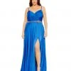 Mac Duggal Beaded Belt Faux Wrap A Line Gown (Plus) Shop For