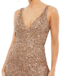Mac Duggal Beaded Fringe Sequined Mini Dress
