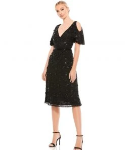Mac Duggal Shop For Embellished Cold Shoulder Cocktail Dress