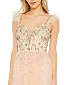 Mac Duggal Shop For Cap Sleeve Embellished Tulle Gown