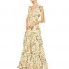 Mac Duggal Floral Print Soft Tie Sleeveless Tiered Gown Shop For