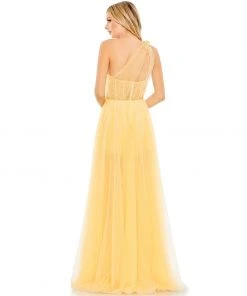 Mac Duggal Shop For Embellished Tulle One Shoulder High Low Gown