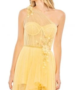 Mac Duggal Shop For Embellished Tulle One Shoulder High Low Gown
