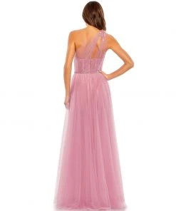 Mac Duggal Shop For Embellished Tulle One Shoulder High Low Gown