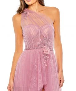 Mac Duggal Shop For Embellished Tulle One Shoulder High Low Gown