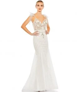 Mac Duggal Shop For Embellished Sleeveless Bow Detail Mermaid Gown