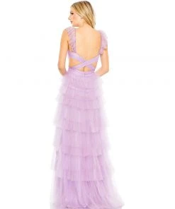 Mac Duggal Shop For Ruffle Tiered Tulle Cut Out Gown