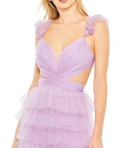 Mac Duggal Shop For Ruffle Tiered Tulle Cut Out Gown