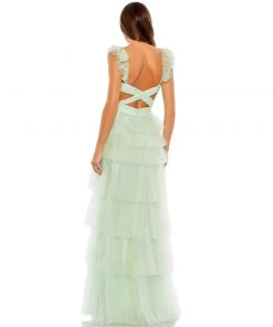 Mac Duggal Shop For Ruffle Tiered Tulle Cut Out Gown