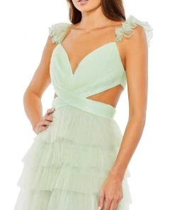 Mac Duggal Shop For Ruffle Tiered Tulle Cut Out Gown
