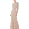 Mac Duggal Beaded Long Sleeve Evening Gown