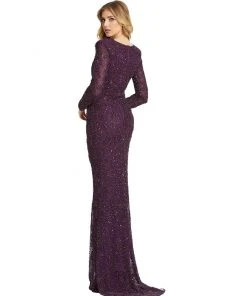 Mac Duggal Beaded Illusion Plunge Neck Long Sleeve Gown Shop For 8 Mac Duggal Beaded Illusion Plunge Neck Long Sleeve Gown Shop For