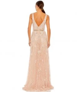 Mac Duggal Embellished V-Neck Long Gown