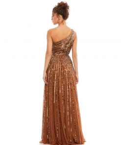 Mac Duggal Embellished One Shoulder A-Line Gown