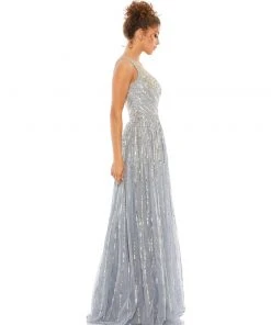 Mac Duggal Embellished One Shoulder A-Line Gown