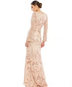 Mac Duggal Sequined Faux Wrap Split Long Sleeve Gown Shop For 10 Mac Duggal Sequined Faux Wrap Split Long Sleeve Gown Shop For